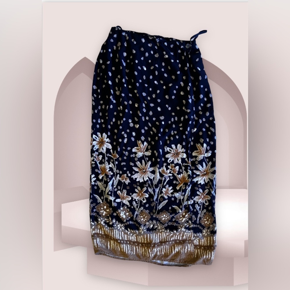 Vintage Paquette Byer California maxi skirt floral black Size M